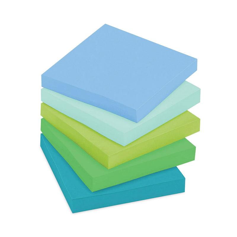Post-it Recycled Notes in Oasis Collection Colors, 3" x 3", 90 Sheets/Pad, 5 Pads/Pack