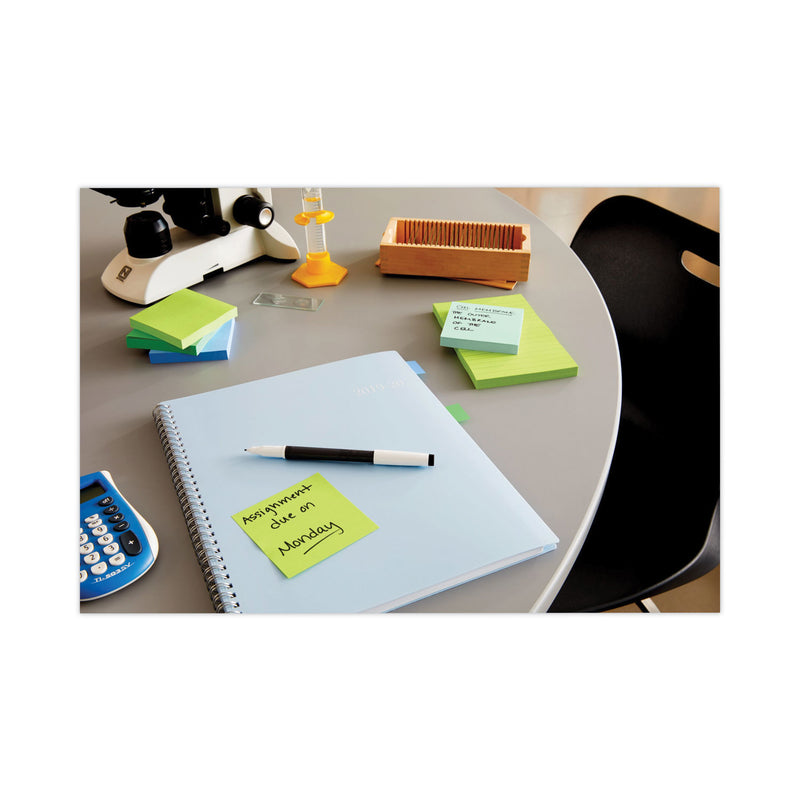 Post-it Recycled Notes in Oasis Collection Colors, 3" x 3", 90 Sheets/Pad, 5 Pads/Pack