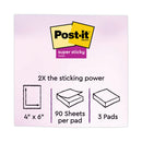 Post-it Recycled Notes in Oasis Collection Colors, Note Ruled, 4" x 6", 90 Sheets/Pad, 3 Pads/Pack