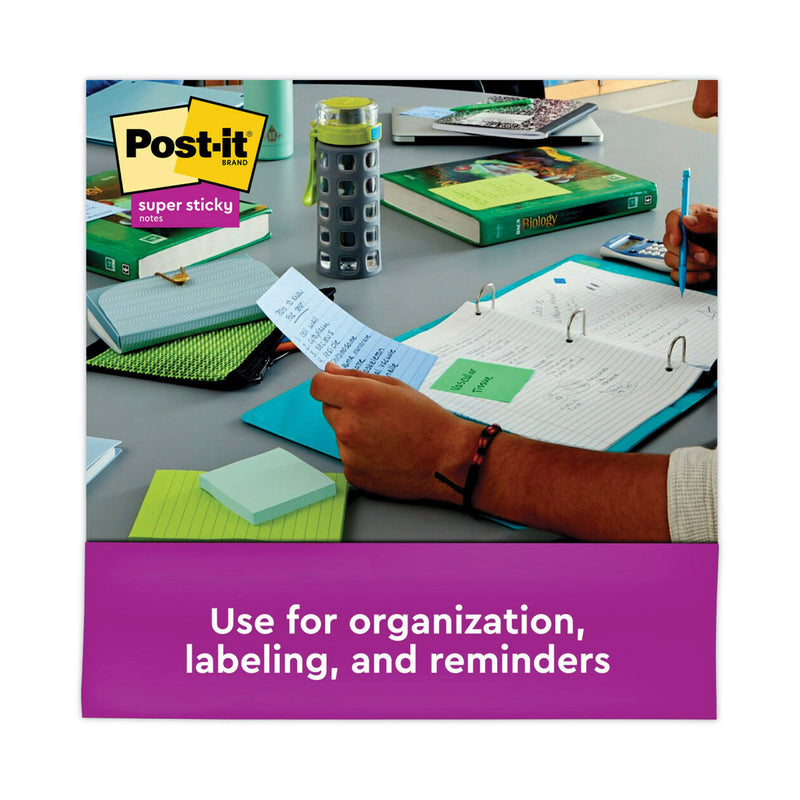 Post-it Recycled Notes in Oasis Collection Colors, Note Ruled, 4" x 6", 90 Sheets/Pad, 3 Pads/Pack