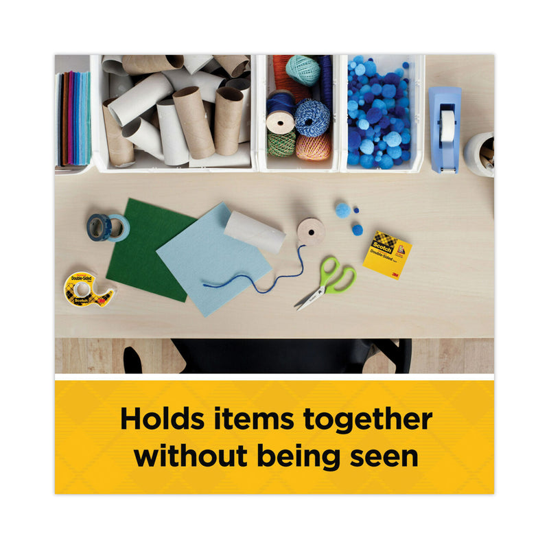 Scotch Double-Sided Tape, 3" Core, 0.5" x 36 yds, Clear, 2/Pack