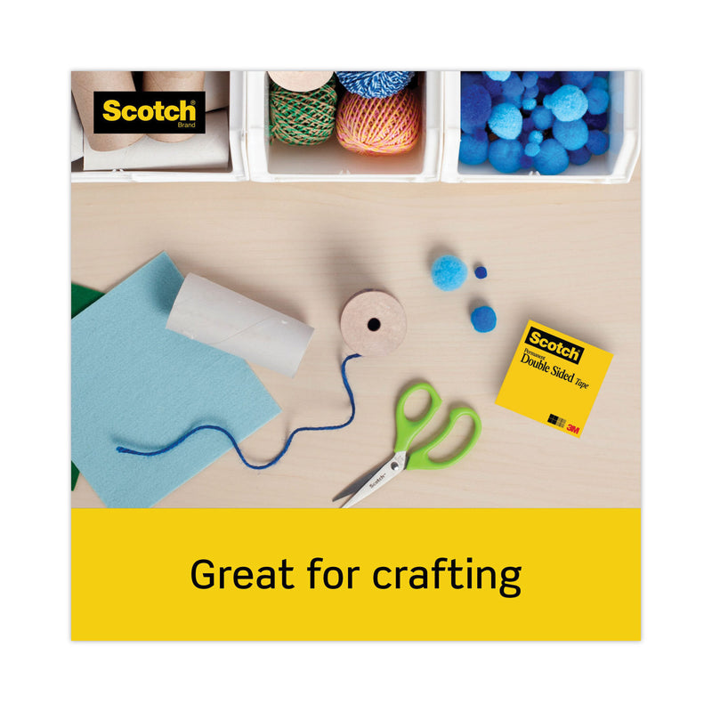 Scotch Double-Sided Tape, 3" Core, 0.5" x 36 yds, Clear, 2/Pack