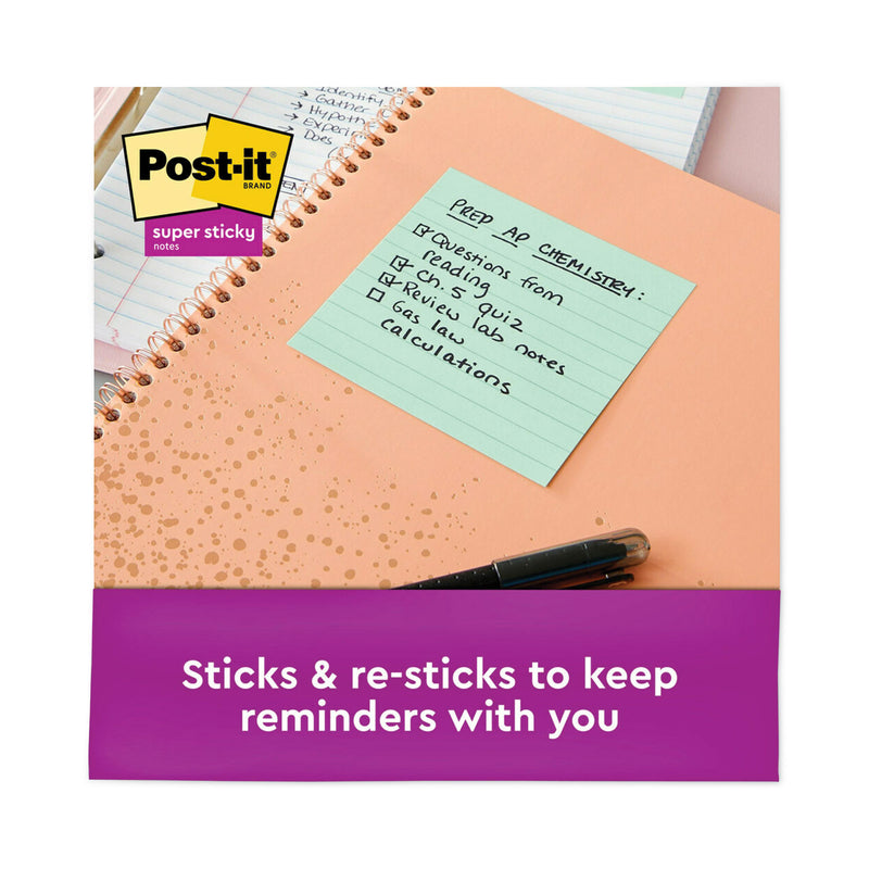 Post-it Recycled Notes in Oasis Collection Colors, Note Ruled, 4" x 4", 90 Sheets/Pad, 6 Pads/Pack