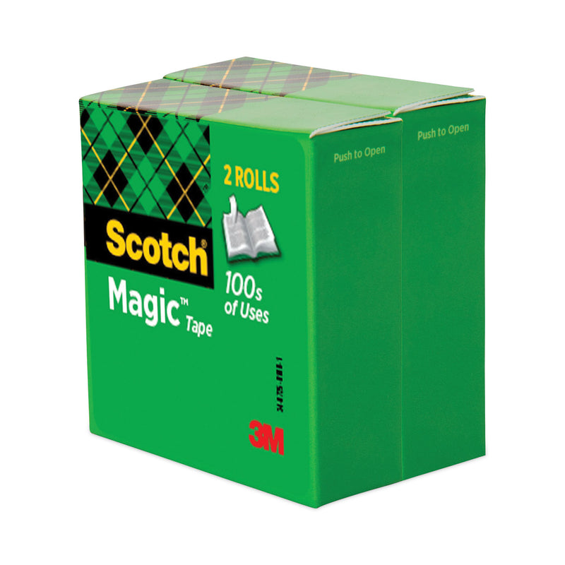 Scotch Magic Tape Refill, 3" Core, 0.75" x 72 yds, Clear, 2/Pack