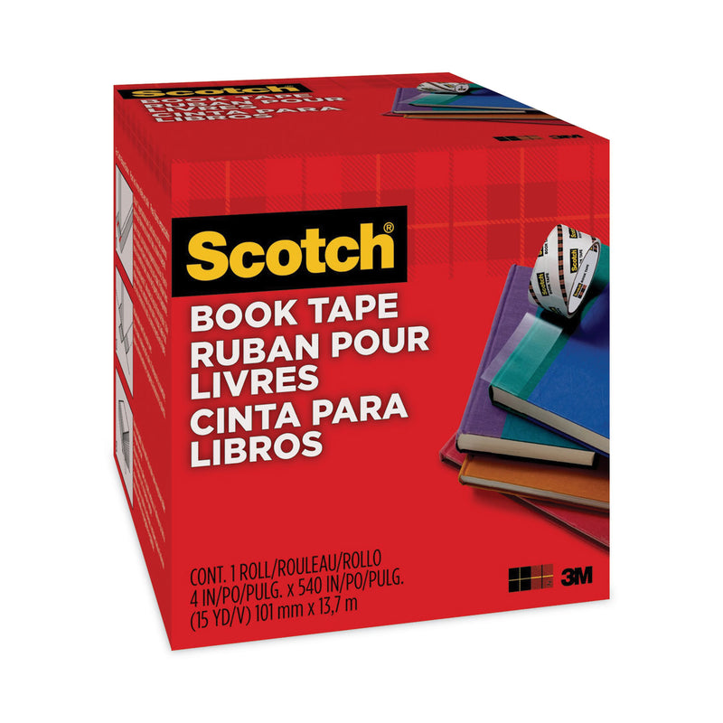 Scotch Book Tape, 3" Core, 4" x 15 yds, Clear