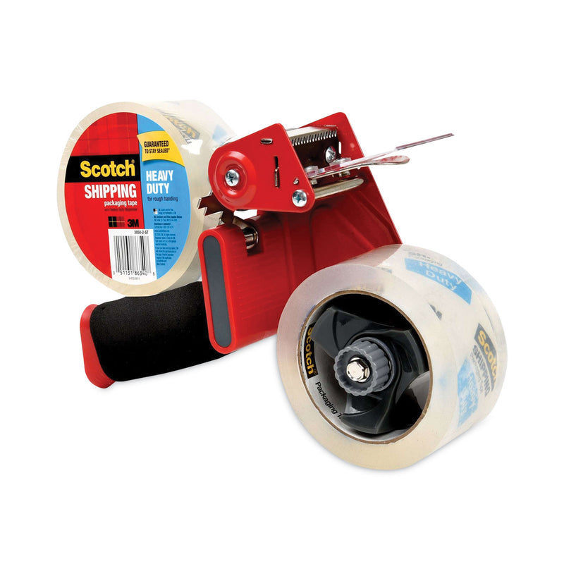 Scotch Packaging Tape Dispenser with Two Rolls of Tape, 3" Core, For Rolls Up to 2" x 60 yds, Red