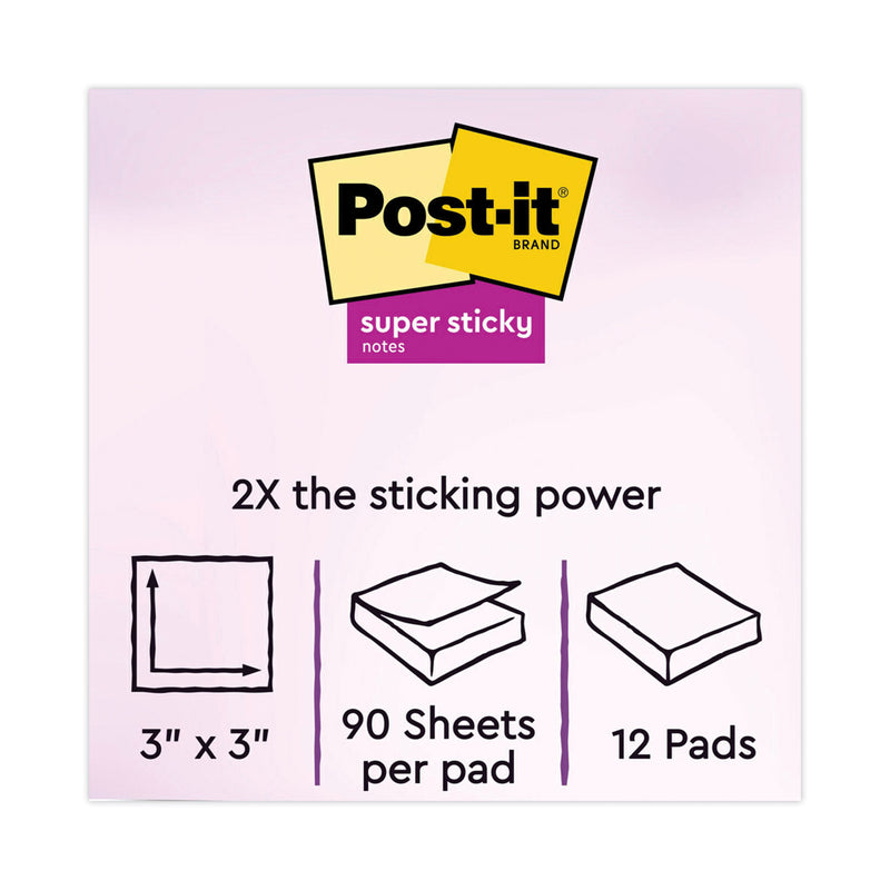 Post-it Recycled Notes in Oasis Collection Colors, 3" x 3", 90 Sheets/Pad, 12 Pads/Pack