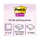 Post-it Pads in Energy Boost Collection Colors, 3" x 3", 90 Sheets/Pad, 12 Pads/Pack