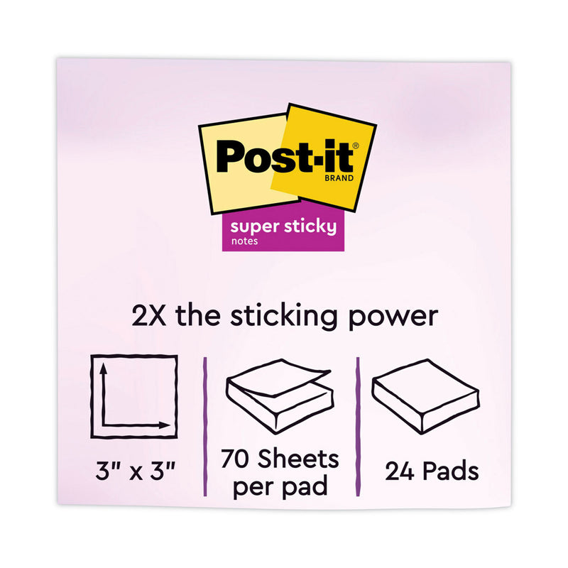 Post-it Pads in Energy Boost Collection Colors, Cabinet Pack, 3" x 3", 70 Sheets/Pad, 24 Pads/Pack