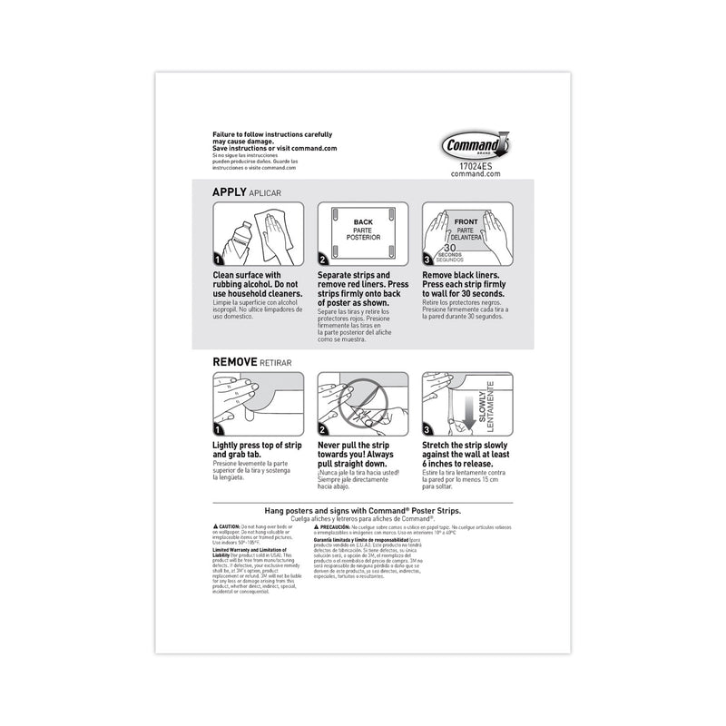 Command Poster Strips Value Pack, Removable, Holds Up to 1 lb, 0.63 x 1.75, White, 48/Pack