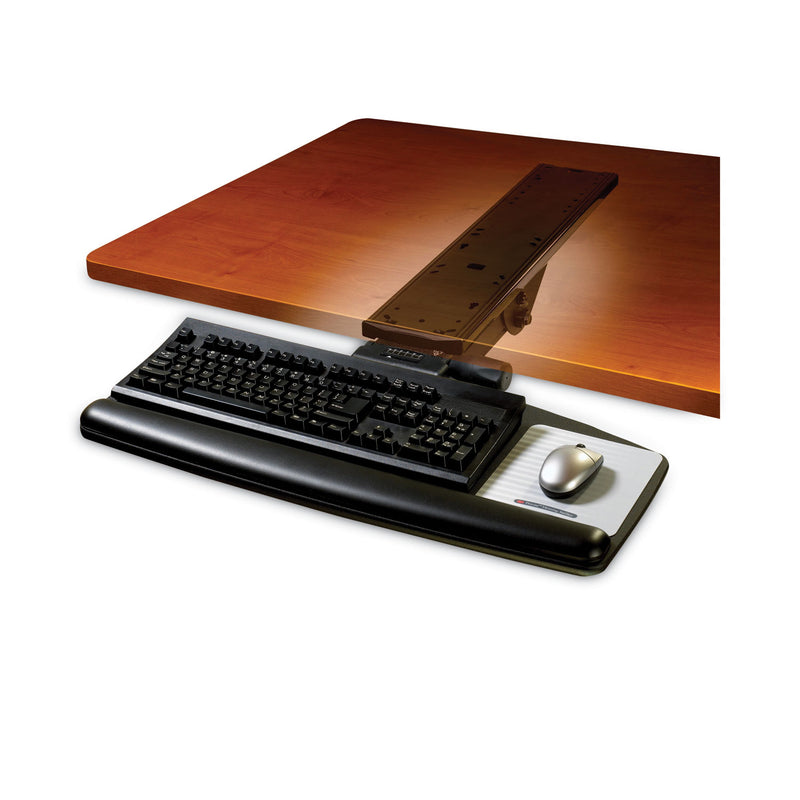 3M Easy Adjust Keyboard Tray, Standard Platform, 23" Track, Black