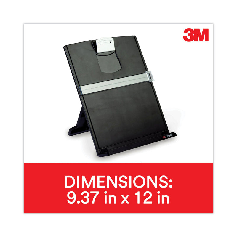 3M Fold-Flat Freestanding Desktop Copyholder, 150 Sheet Capacity, Plastic, Black/Silver Clip
