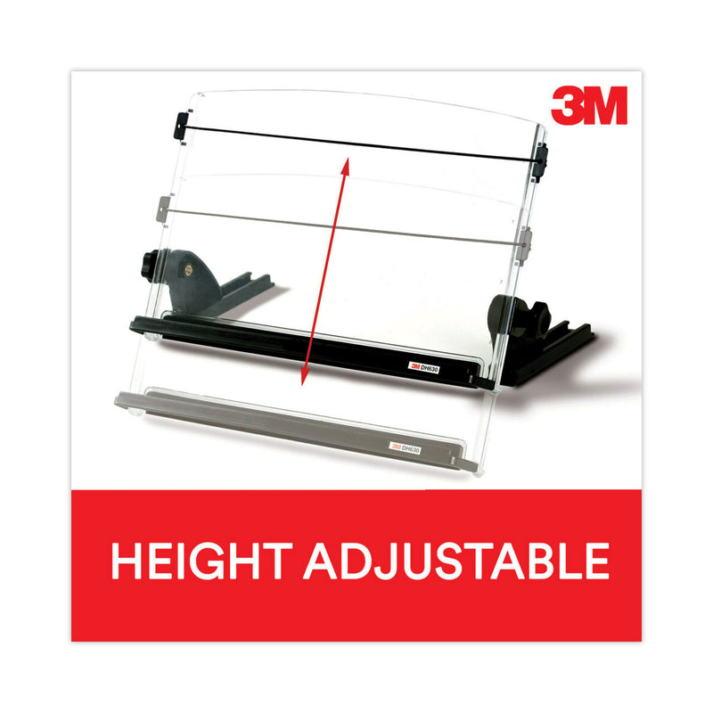 3M In-Line Adjustable Desktop Copyholder,150 Sheet Capacity, Plastic, Black/Clear
