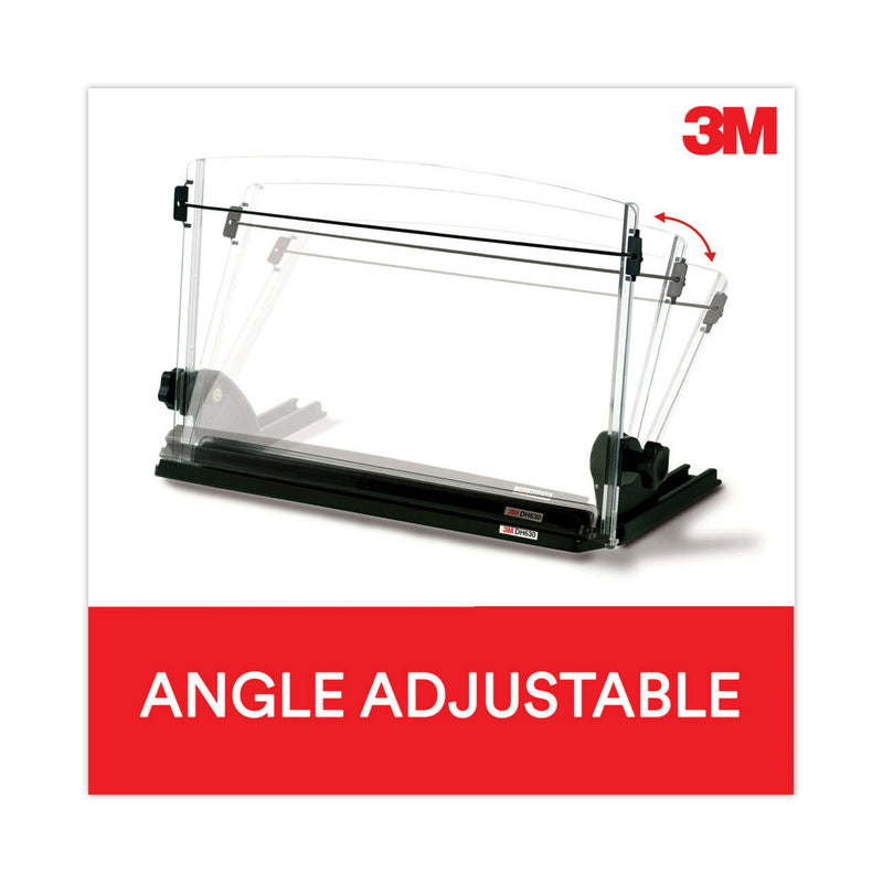 3M In-Line Adjustable Desktop Copyholder,150 Sheet Capacity, Plastic, Black/Clear