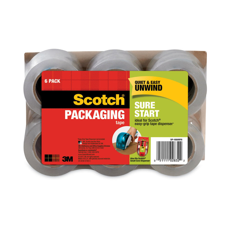 Scotch Sure Start Packaging Tape for DP1000 Dispensers, 1.5" Core, 1.88" x 75 ft, Clear, 6/Pack