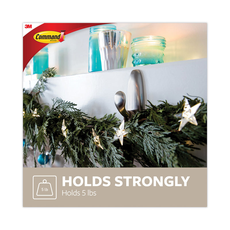 Command Adhesive Mount Metal Hook, Large, Brushed Nickel Finish, 1 Hook and 2 Strips/Pack