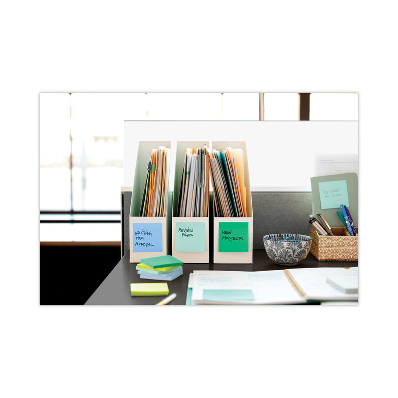 Post-it Recycled Pop-up Notes in Oasis Collection Colors, 3" x 3", 90 Sheets/Pad, 6 Pads/Pack