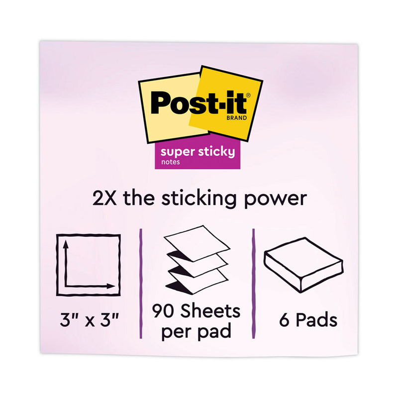 Post-it Pop-up 3 x 3 Note Refill, 3" x 3", Energy Boost Collection Colors, 90 Sheets/Pad, 6 Pads/Pack