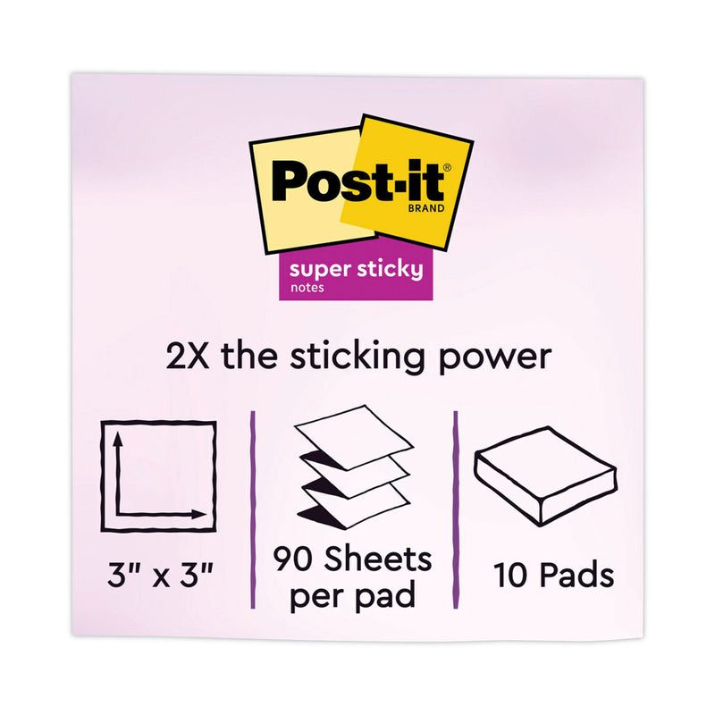 Post-it Pop-up 3 x 3 Note Refill, 3" x 3", Supernova Neons Collection Colors, 90 Sheets/Pad, 10 Pads/Pack