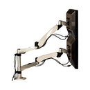 3M Easy-Adjust Desk Dual Arm Mount for 27" Monitors, 360 deg Rotation, +90/-15 deg Tilt, 360 deg Pan, Silver, Supports 20 lb