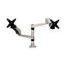 3M Easy-Adjust Desk Dual Arm Mount for 27" Monitors, 360 deg Rotation, +90/-15 deg Tilt, 360 deg Pan, Silver, Supports 20 lb