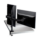 3M Dual Monitor Mount, For 27" Monitors, 360 Degree Rotation, +45 Degree/-45 Degree Tilt, 90 Degree Pan, Black, Supports 20 lb