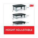 3M Adjustable Height Monitor Stand, 15" x 12" x 2.63" to 5.78", Black/Silver, Supports 80 lbs