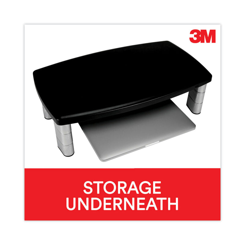 3M Extra-Wide Adjustable Monitor Stand, 20" x 12" x 1" to 5.78", Silver/Black, Supports 40 lbs