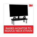 3M Extra-Wide Adjustable Monitor Stand, 20" x 12" x 1" to 5.78", Silver/Black, Supports 40 lbs