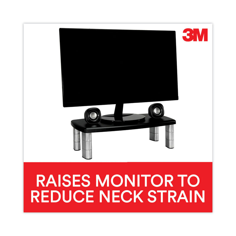 3M Extra-Wide Adjustable Monitor Stand, 20" x 12" x 1" to 5.78", Silver/Black, Supports 40 lbs