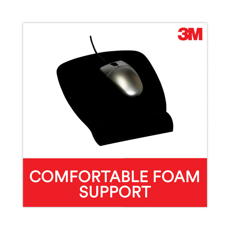 3M Antimicrobial Foam Mouse Pad with Wrist Rest, 8.62 x 6.75, Black