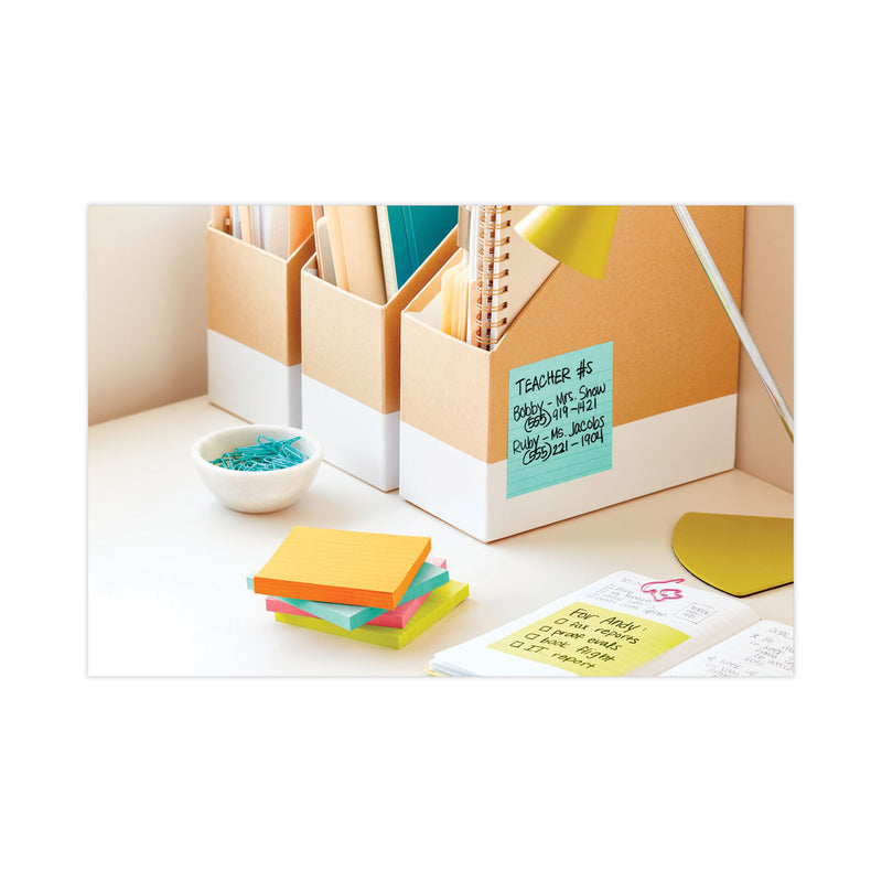 Post-it Pop-up Notes Refill, Note Ruled, 4" x 4", Aqua Wave, 90 Sheets/Pad, 5 Pads/Pack