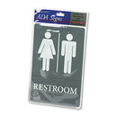 Headline ADA Sign, Restroom Symbol Tactile Graphic, Molded Plastic, 6 x 9, Gray