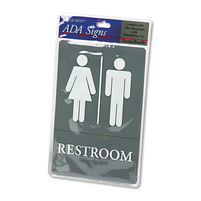 Headline ADA Sign, Restroom Symbol Tactile Graphic, Molded Plastic, 6 x 9, Gray