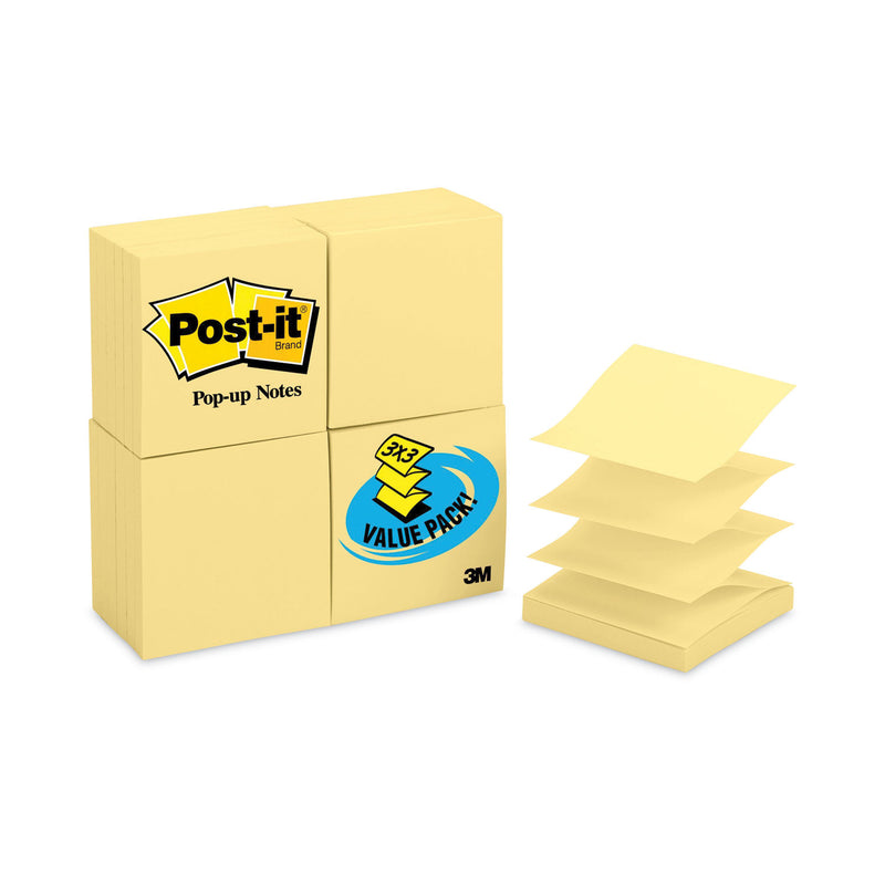 Post-it Original Canary Yellow Pop-up Refill Value Pack, 3" x 3", Canary Yellow, 100 Sheets/Pad, 24 Pads/Pack
