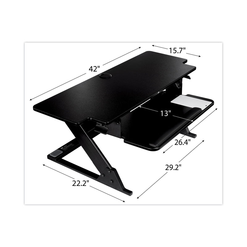 3M Precision Standing Desk, 42" x 23.2" x 6.2" to 20", Black