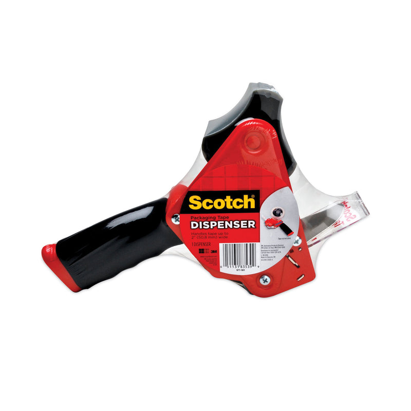Scotch Pistol Grip Packaging Tape Dispenser, 3" Core, For Rolls Up to 2" x 60 yds, Red