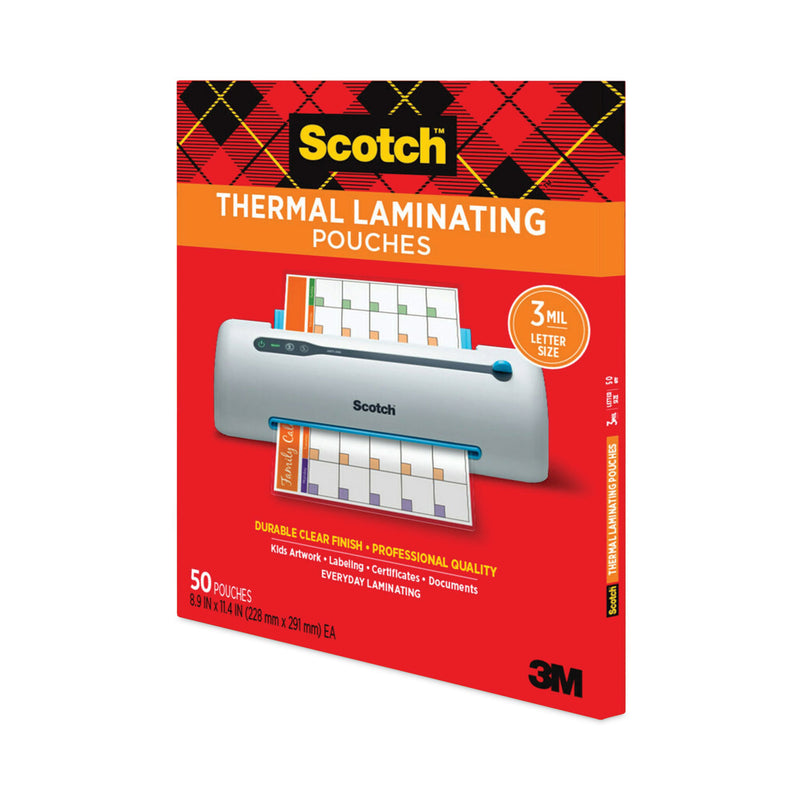 Scotch Laminating Pouches, 3 mil, 9" x 11.5", Gloss Clear, 50/Pack