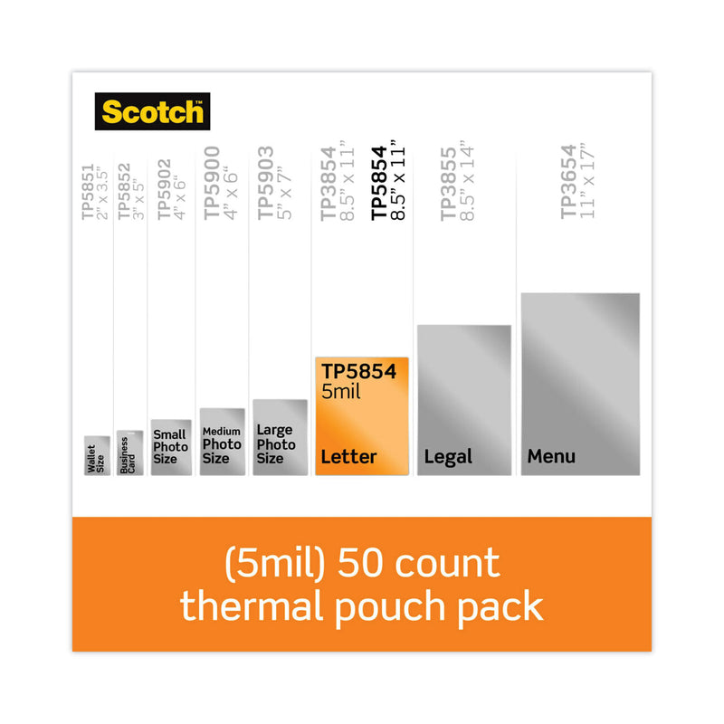 Scotch Laminating Pouches, 5 mil, 9" x 11.5", Gloss Clear, 50/Pack