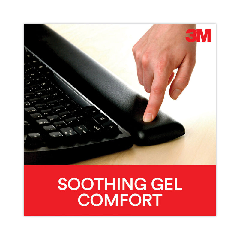 3M Antimicrobial Gel Compact Keyboard Wrist Rest, 18 x 2.75, Black