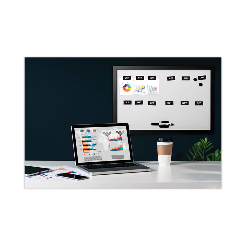 MasterVision Interchangeable Magnetic Board Accessories, Months of Year, Black/White, 2" x 1", 12 Pieces