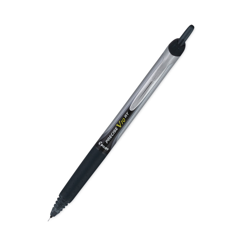 Pilot Precise V10RT Roller Ball Pen, Retractable, Bold 1 mm, Black Ink, Black Barrel, Dozen
