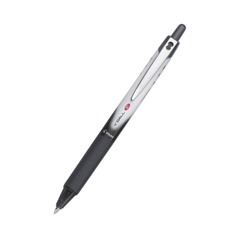 Pilot VBall RT Liquid Ink Roller Ball Pen, Retractable, Extra-Fine 0.5 mm, Black Ink, Black/White Barrel