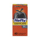 Hefty Easy Flaps Trash Bags, 30 gal, 1.05 mil, 30" x 33", Black, 40/Box