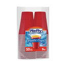 Hefty Easy Grip Disposable Plastic Party Cups, 9 oz, Red, 50/Pack