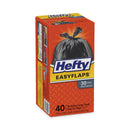 Hefty Easy Flaps Trash Bags, 30 gal, 1.05 mil, 30" x 33", Black, 40/Box