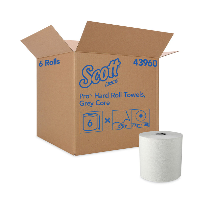 Scott Pro Hard Roll Paper Towels with Absorbency Pockets, for Scott Pro Dispenser, Gray Core Only, 7.5" x 900 ft, 6 Rolls/Carton