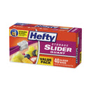 Hefty Slider Bags, 1 qt, 1.5 mil, 8" x 7", Clear, 40/Box