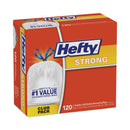 Hefty Strong Tall Kitchen Drawstring Bags, 13 gal, 0.9 mil, 23.75" x 27", White, 90/Box