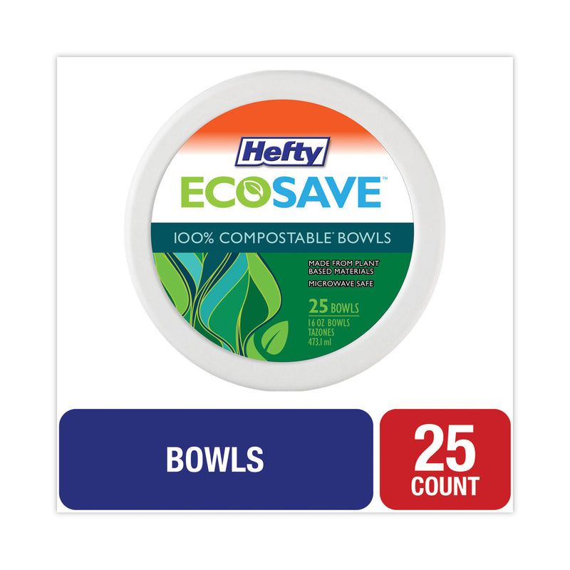 Hefty ECOSAVE Tableware, Plate, Bagasse,  6.75" dia, White, 30/Pack